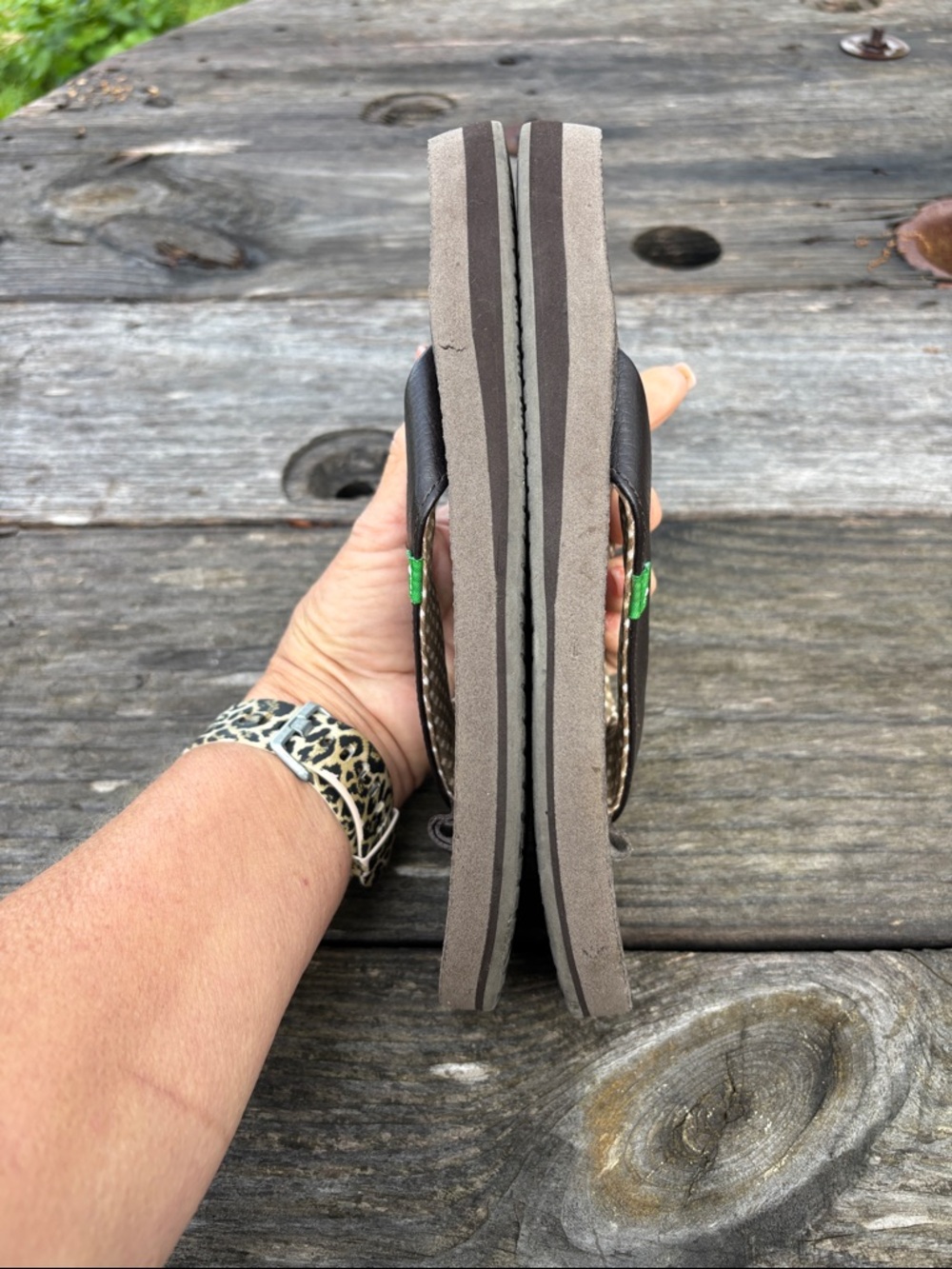 Sanuk Women’s Sz7 Brown yoga Mat Flip Flops with Poka-Dot Accent#314‎ - Picture 6 of 8